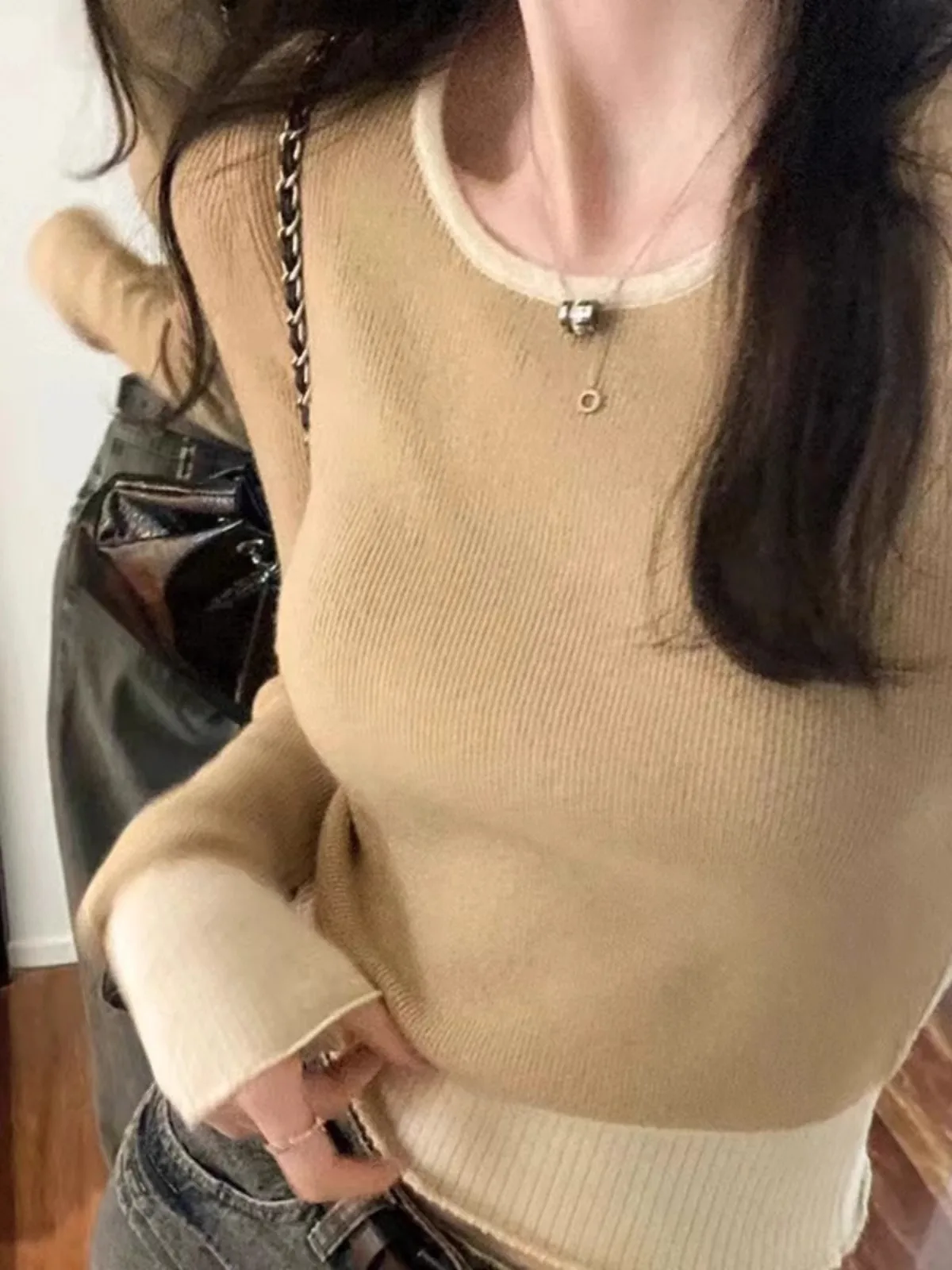 Ощущение класса! Имитация двух кашемировых трикотажных изделий женский