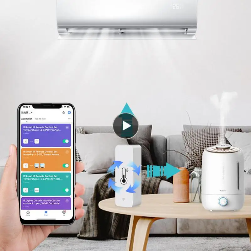 

Smart Home Voice Control Smart Thermometer Low Battery Alarm Temperature Humidity Sensor Tuya Smart Thermometer Wall-mounted