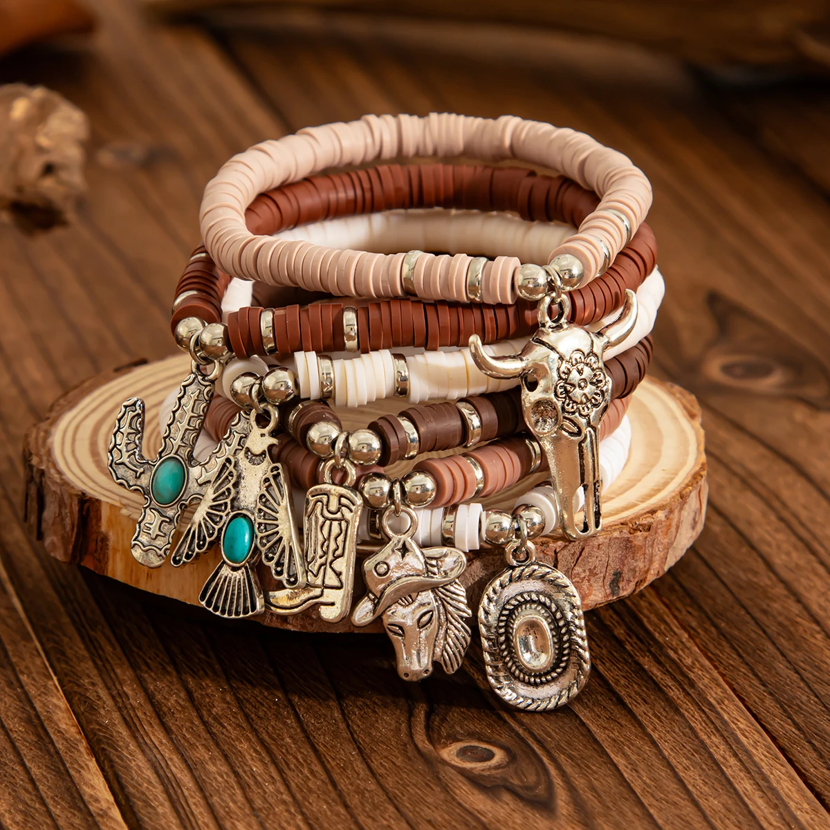 KunJoe 6 шт./комплект. этническая ковбойская шляпа кактус голова быка кулон