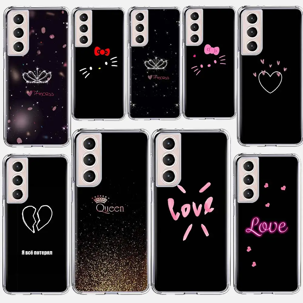 

Heart Love Crown Phone Case Coque For Samsung Galaxy S21 Ultra 5G S20 FE S20 Plus S10E S10 Lite S8 S9 Plus S7 Shell Cover Funda