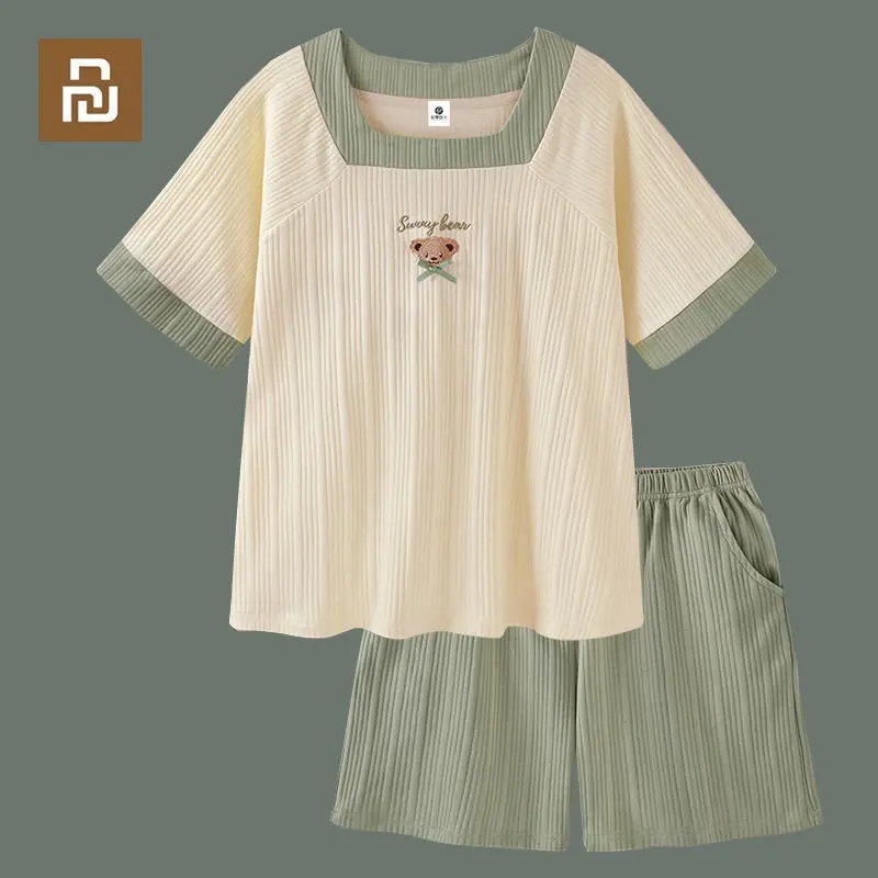 

Женская летняя одежда для сна Youpin, женская одежда для сна с коротким рукавом и квадратным вырезом