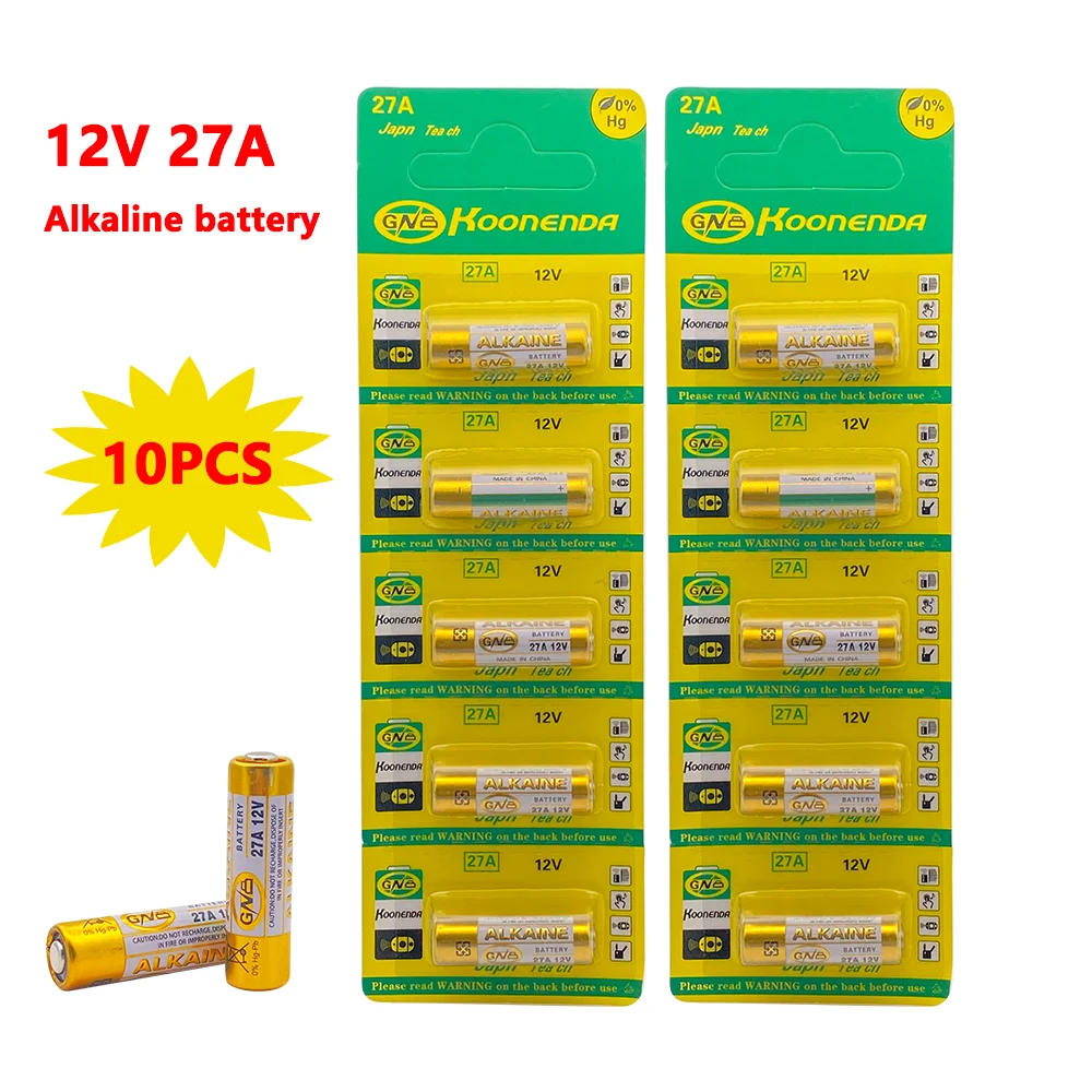 10PCS 27A 12V Dry Alkaline Battery A27 G27A 27MN MS27 GP27A L828 V27GA ALK27A for Alarm Remote Control Dry Cell