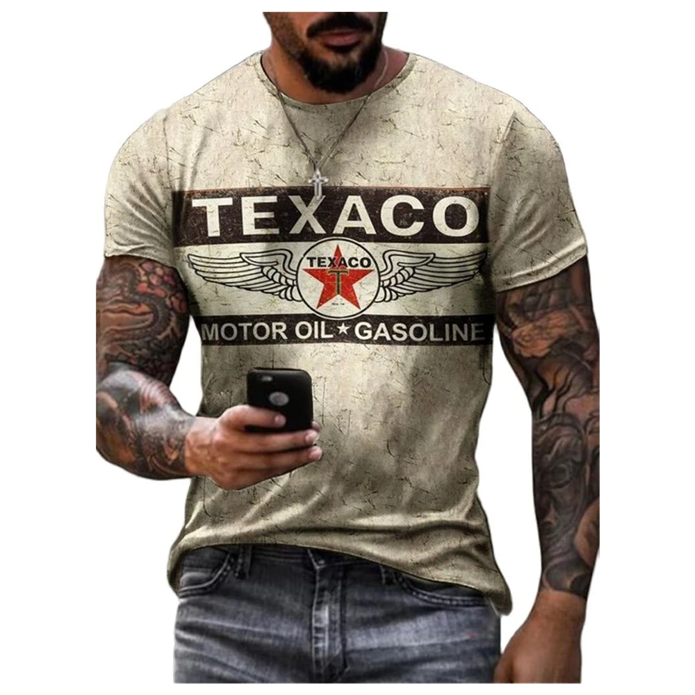 

New Summer MenOversized gulf castrol T-Shirts Vintage Streetwear Casual Sportswear Vintage Tshirt for Men Clothing texaco Top