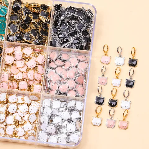 10 шт. 13*15 мм серебряные эмалевые Подвески в виде кота, серьги, Женские Подвески для изготовления ювелирных изделий «сделай сам», аксессуары для ожерелья ручной работы, оптовая продажа