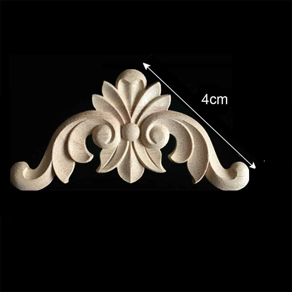 

Brand New Wood Applique Carve Decal Corner Craft DIY Replacement 4 Pcs Single Side Wood Carved 4*4cm-20*20cm Beige