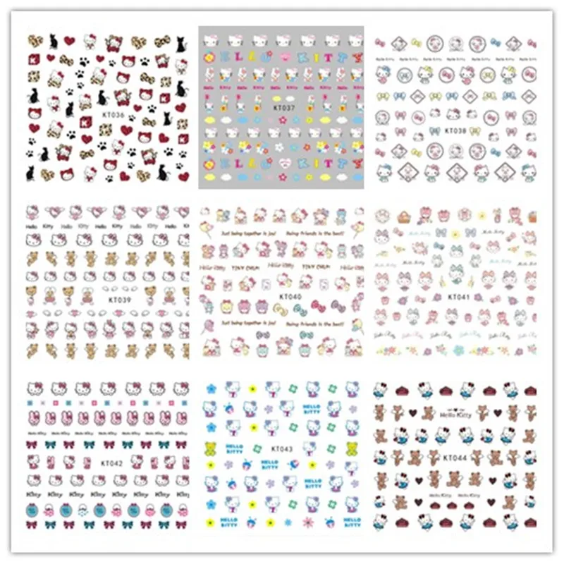 

Милые наклейки для ногтей с мультяшным котом Sanrios, увеличивающие тонкую прозрачную наклейку, рельефные декоративные Слайдеры для маникюра, ...