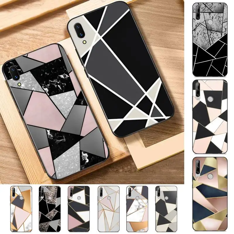 

Marble Geometric Art Phone Case for Huawei Y 6 9 7 5 8s prime 2019 2018 enjoy 7 plus