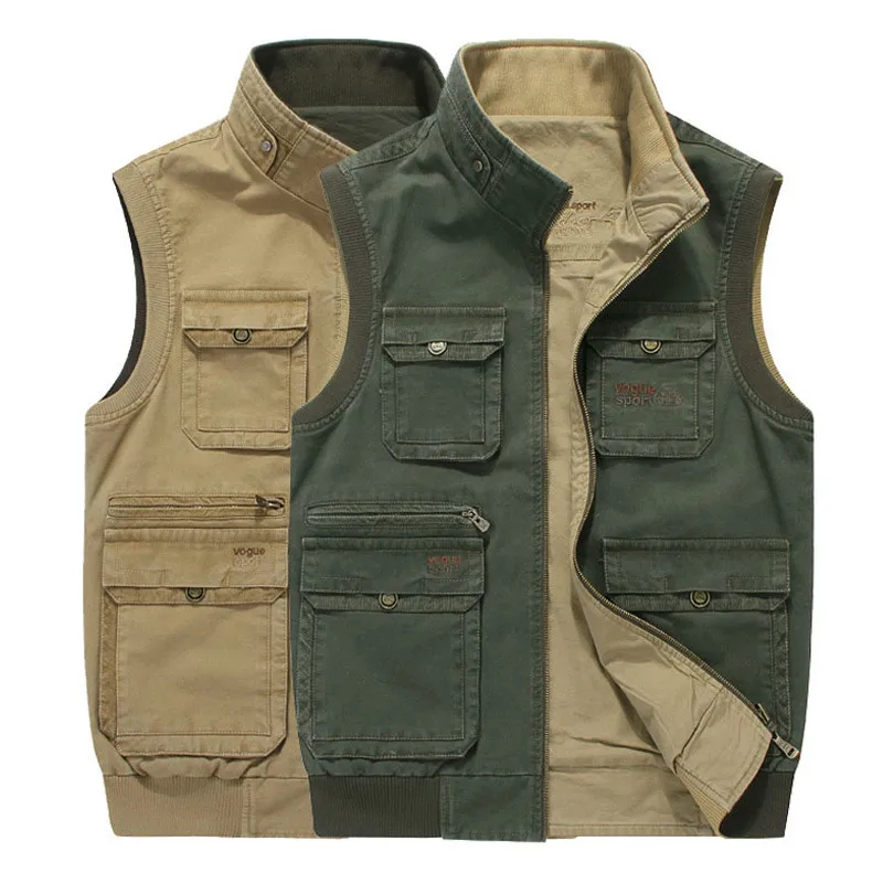 

Brand Men Vest Sleeveless Jacket Men Military Men Veats Casaco masculino Casual Multi Pocket Photographer Waistcoat 8XL