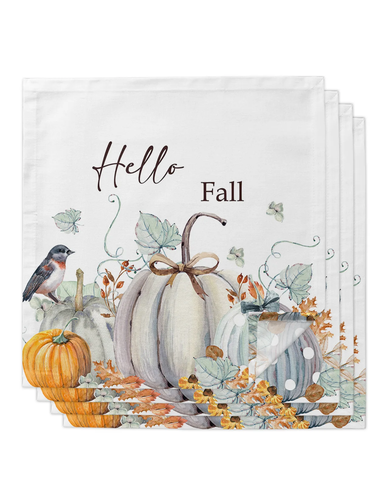 

Thanksgiving Autumn Pumpkin Maple Bird Table Napkins Set Christmas Napkins Festival Home Wedding Party Dinner Napkins Cloth