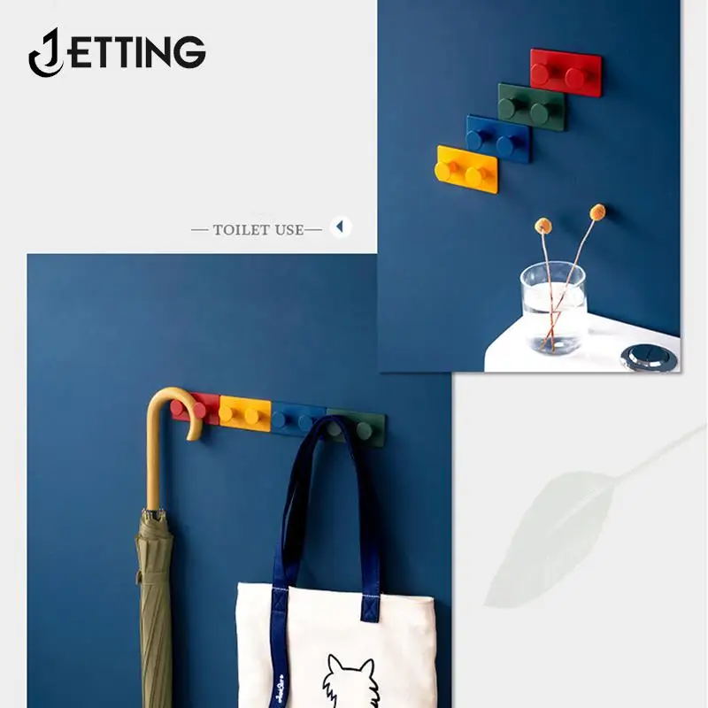 

4pcs/set Home Hall Organization Door Back Decorative Hook Building Block Key Hooker Wall Coat Hook Modern Decoration