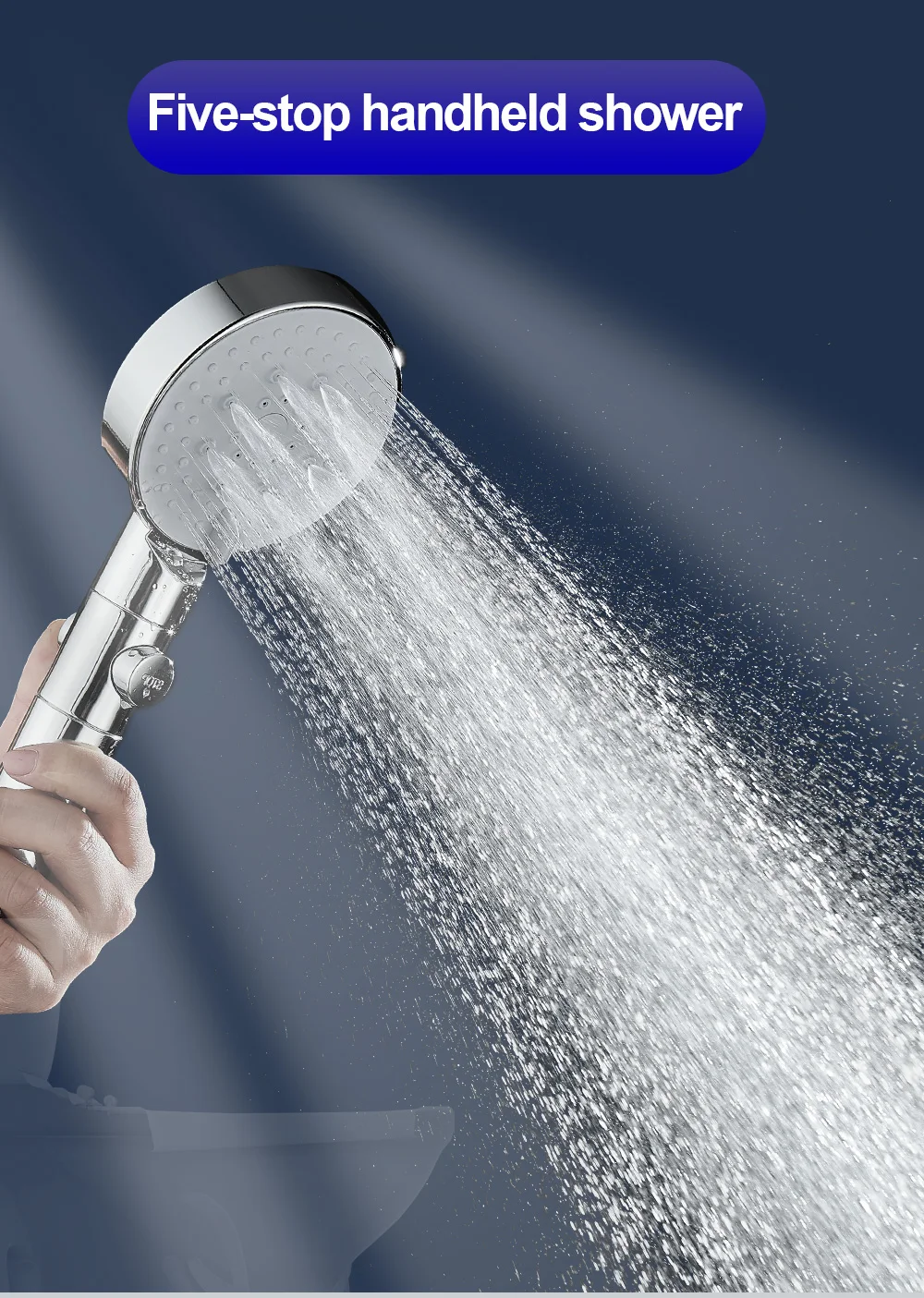 

EHEH 5-Mode Shower Head Water-Saving High Preassure Waterfall Showerhead ABS Plastic Handshowers Bathroom Accessories