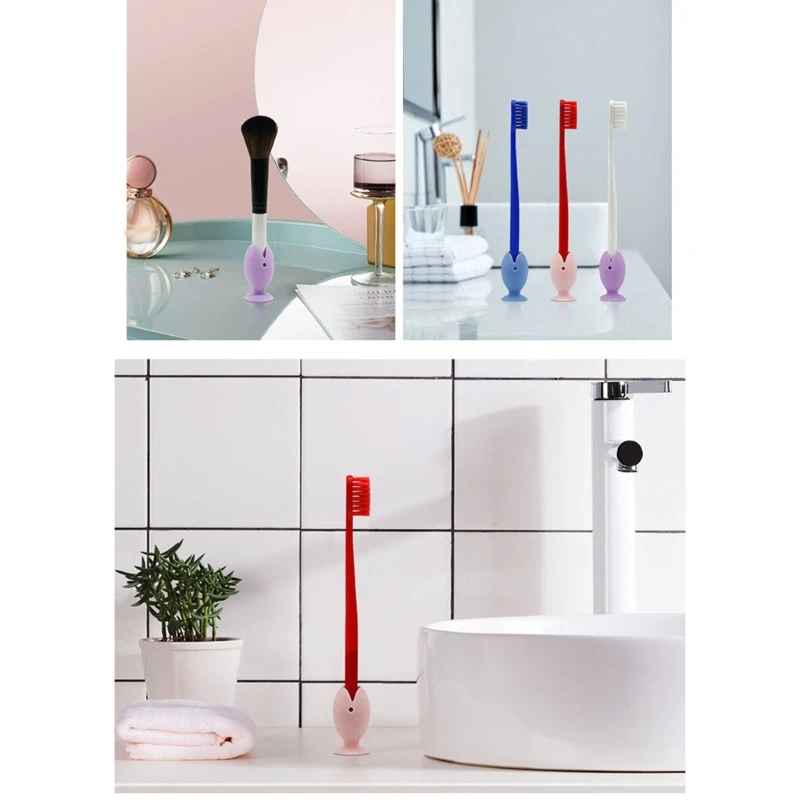 Y1UB 6 шт. силиконовый держатель для зубных щеток рыба мультфильм организация полка