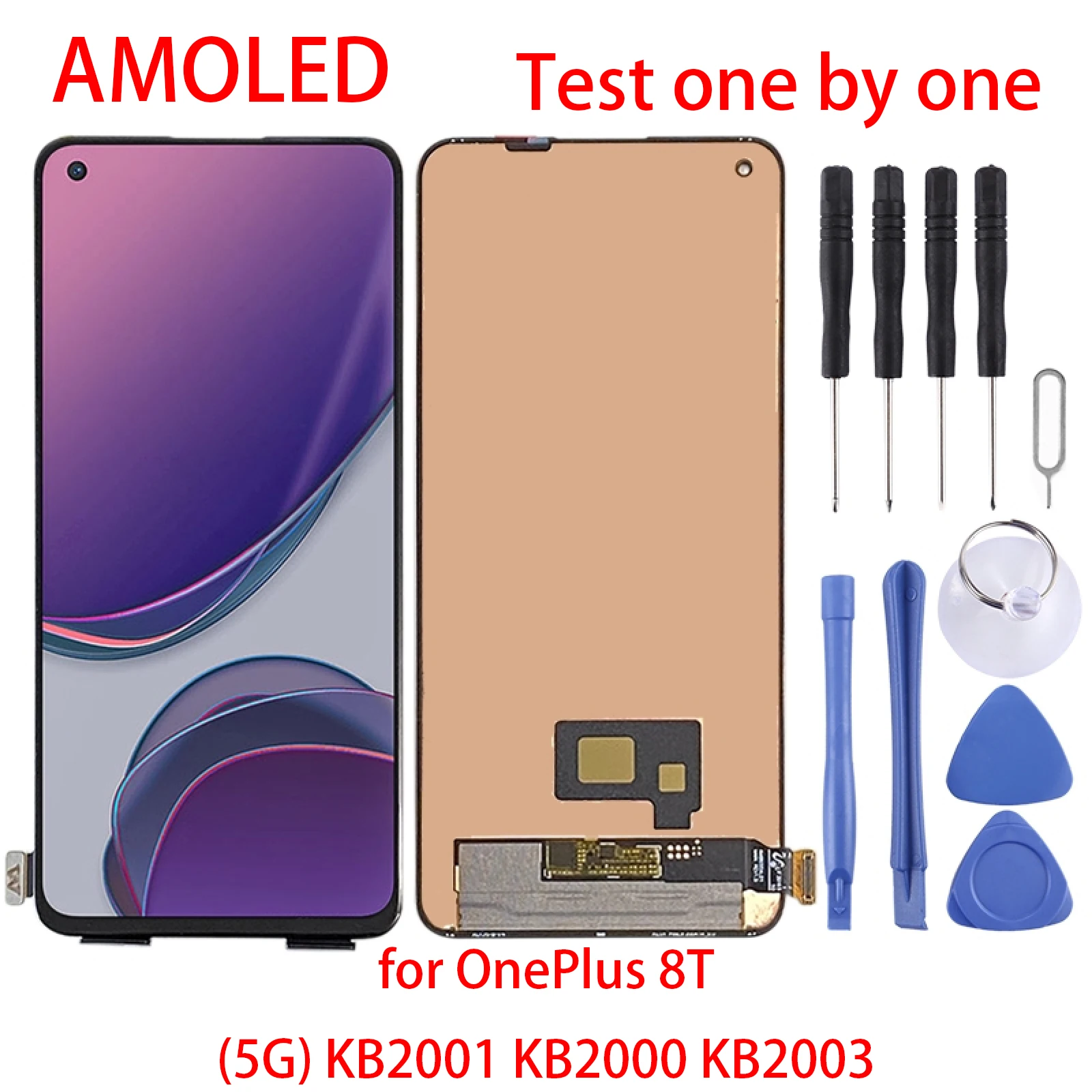 

AMOLED Material LCD Screen and Digitizer Full Assembly for OnePlus 8T(5G) KB2001 KB2000 KB2003 (Black)