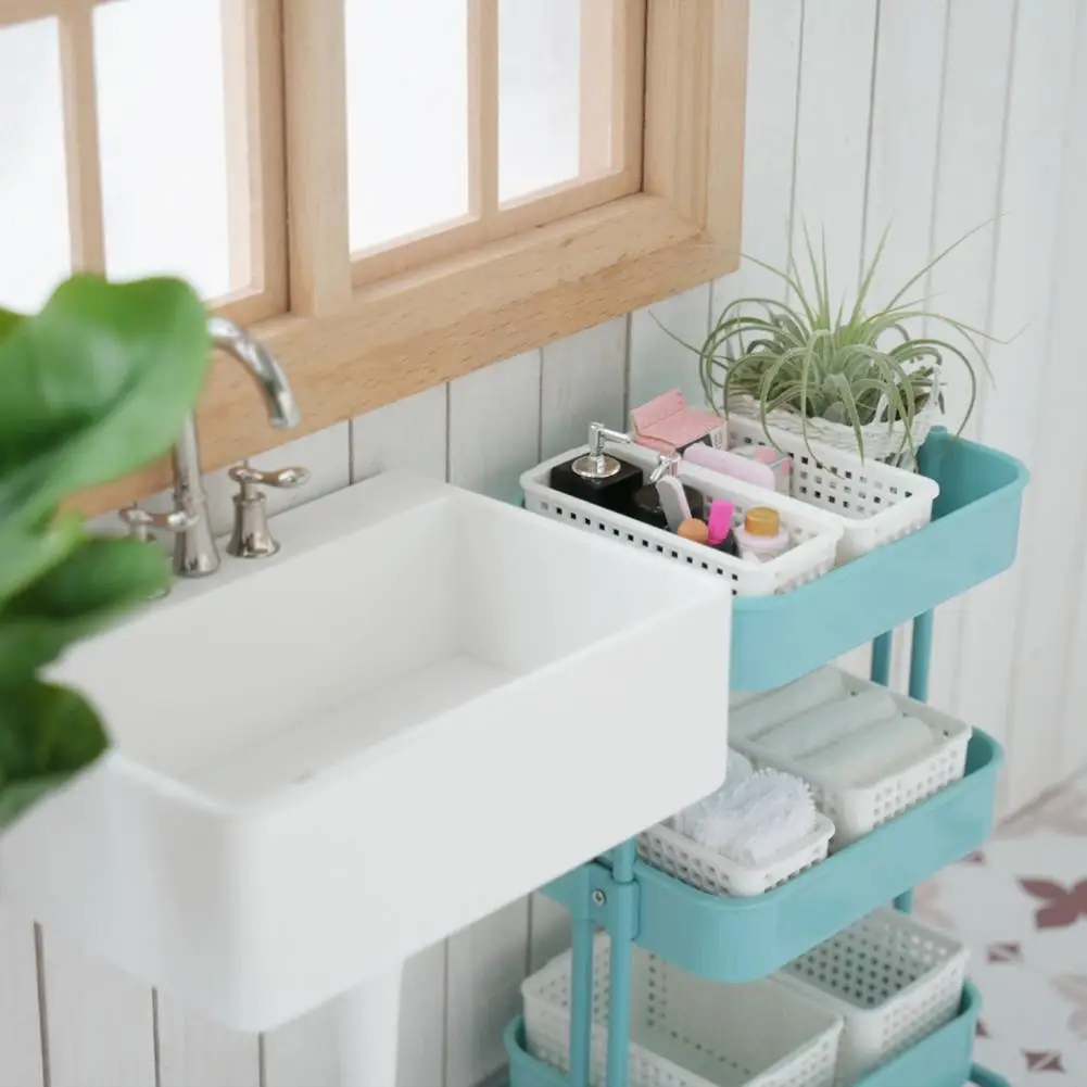 

2Pcs Funny Ornament Eco-friendly Handmade Storage Shelf for Gift Dollhouse Storage Basket Mini Storage Basket