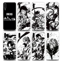one piece black white luffy anime clear phone case for samsung a70 a70s a40 a50 a30 a20e a20s a10 a10s note 8 9 10 soft silicone