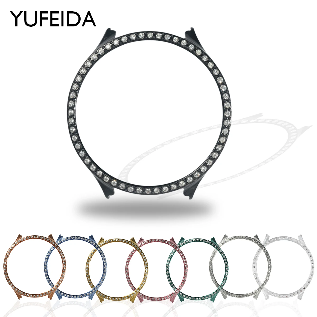 

YUFEIDA Fashion Single Rows Diamond Bumper for Samsung Galaxy Watch 5 Active 2 Case 40mm 44mm Bling Cover Thin Frame Accessories