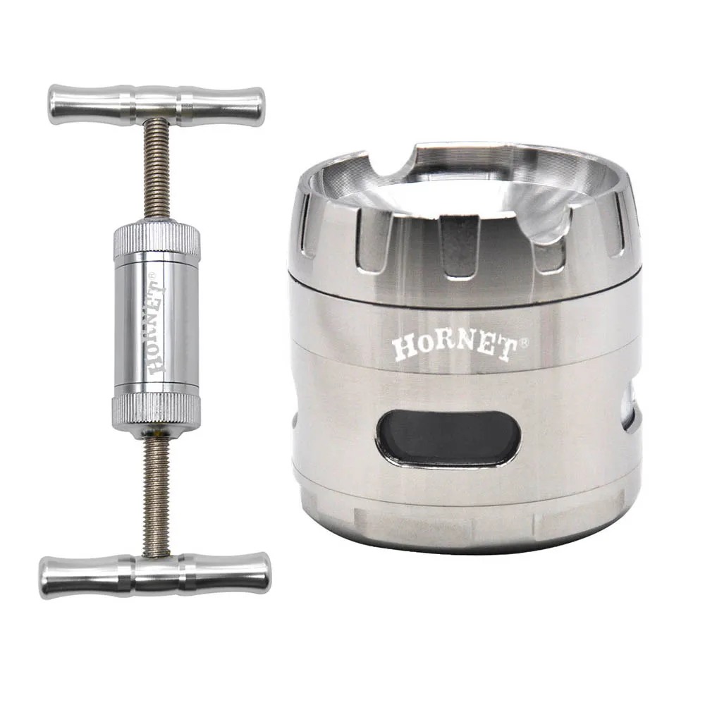 

HORNET H Shaped Metal Herb Pollen Press Zinc Alloy Two Manual Handle Tobacco Special Pressure with 63mm Tobacco Herb Grinder