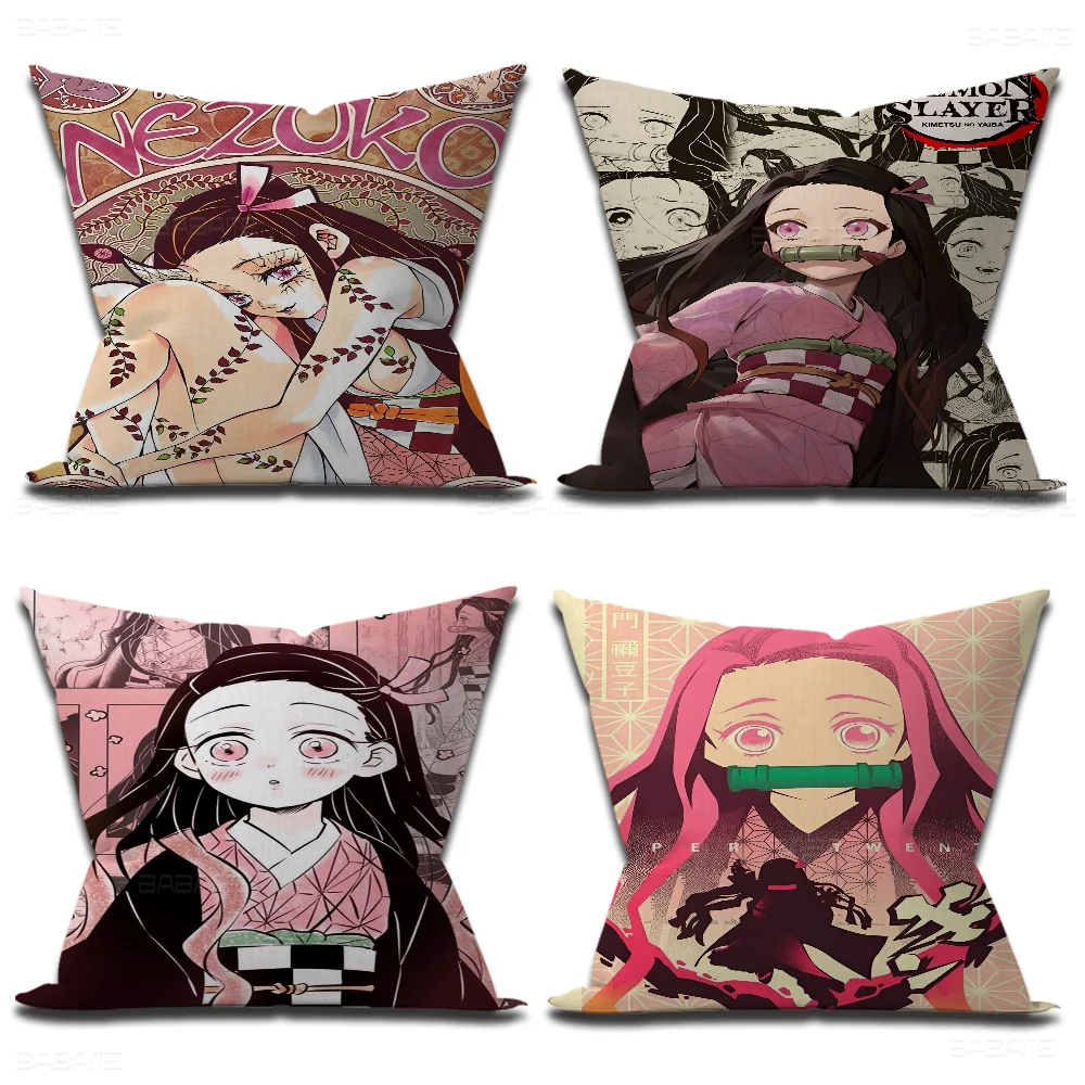 Demon Slayer Nezuko Kamado Cushion Cover Decorative Pillow Sofa Home Decor Case Cases