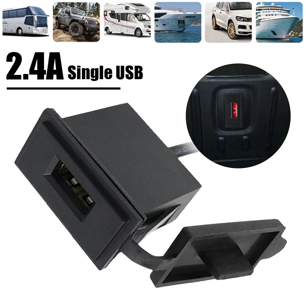 

1PCS Car Charger Single USB Output Ports Power Sockets 2.4A Fast Charging Parts Accessories For Camper Van RV Caravan Motorhome