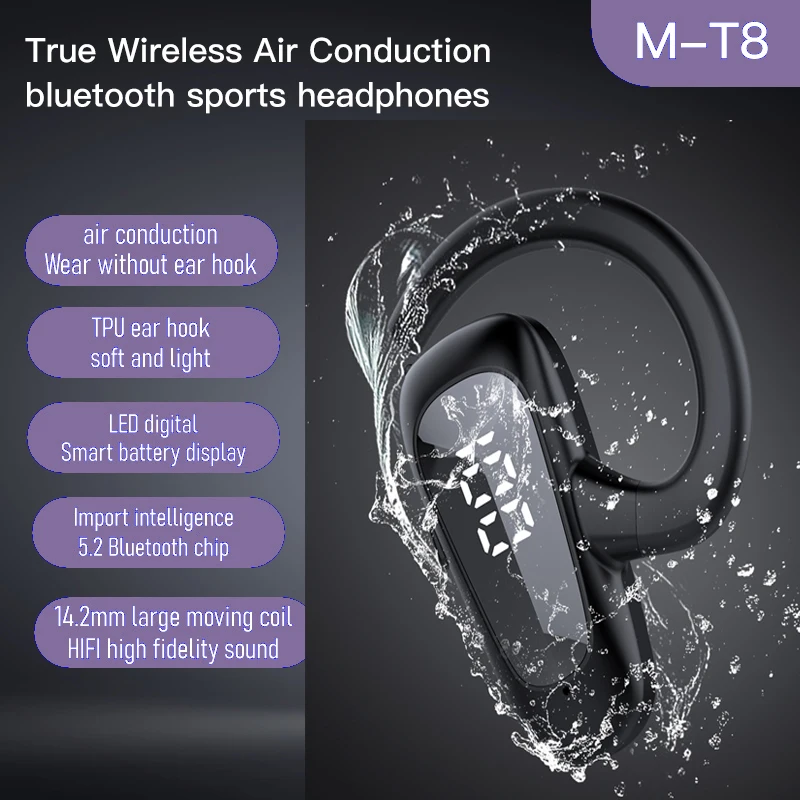 

Ultra Long Standby Headset Waterproof Hd Call Sports Headset Wireless Headphones Headphones Digital Display