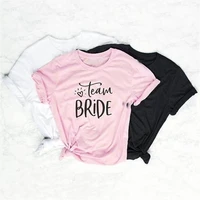 new fashion short sleeve t shirt for women team bride letters print t shirt harajuku tshirt women tops off the shoulder