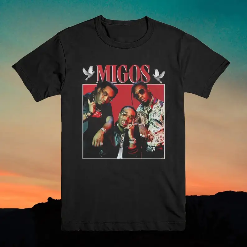 Винтажная Футболка Migos в стиле 90-х годов Классическая футболка винтажном |