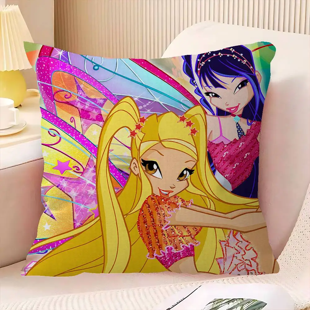 Фото Наволочка с изображением героинь мультфильма Winx, подарочная наволочка для подушки, декоративная наволочка для спальни, дома, дивана, стула, сиденья №4