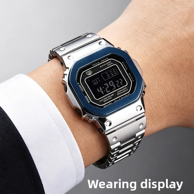 Фото Комплект модификации GMW-B5000 для Casio G-SHOCK, посвященный 40-летию, серия 3459 GMW-B5000, стальной корпус, металлический ремешок, сменные аксессуары. №5