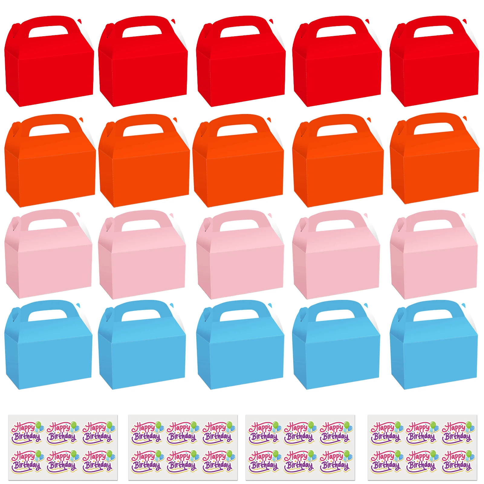 

20pcs Gift Boxes Cardboard Kids Special Plain Coloured Christmas Carry Food Cookies Desserts Wedding With Handle Picnic Meal