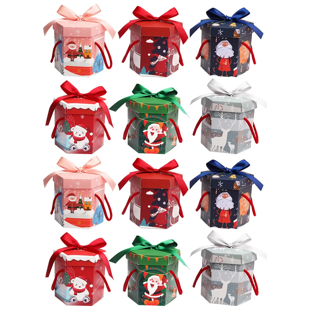 

Christmas Boxes Gift Box Treatwithgifts Party Candy Cardboard Elf Favors Goodies Outdoor Favor Holiday Hexagon Hexagonal