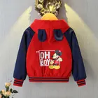 Осенняя одежда для маленьких мальчиков, куртка с капюшоном с Микки Маусом, пальто, милая Корейская ветровка, Детская верхняя одежда для малышей, кардиган для девочек