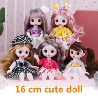 8 points 16cm bjd doll 13 movable joint girl baby 3d eyes 112 fashion doll beautiful diy toy doll with clothes dress up gift