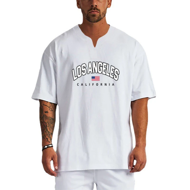 Мужская Футболка Большого Размера С V-образным Вырезом Дышащая Спортивная Одежда