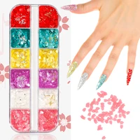 cherry blossoms nail art sequins white pink flower petal steel brad nail accessories ultrathin flakes manicure decorations ft6
