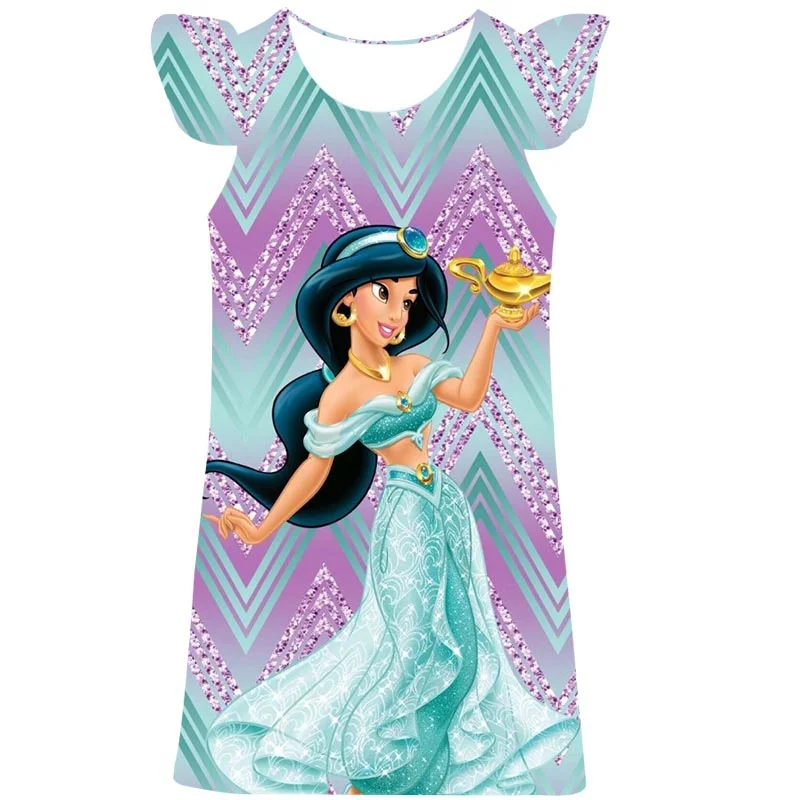 

2023 year Disney Princess Party Dress up for Girls Halloween Frozen Elsa Jasmine Costume Kids 3D print Clothing 2-10 year old