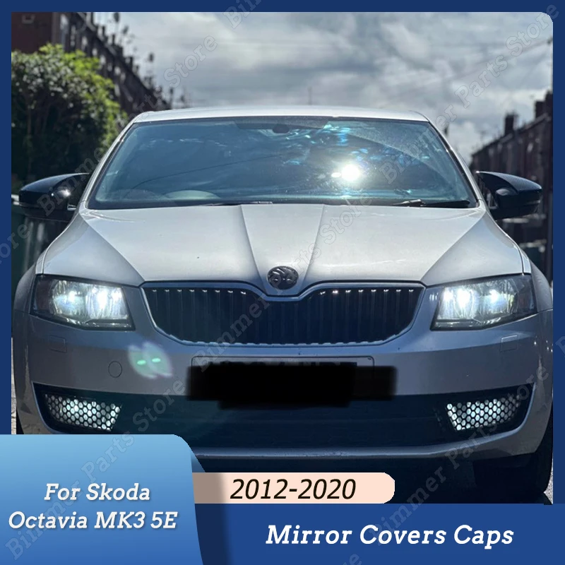 

2Pcs Car Mirror Covers Caps Rear View Mirror Case Body Kit Tuning For Skoda Octavia MK3 5E 2012-2020 Gloss Black/Carbon Look ABS