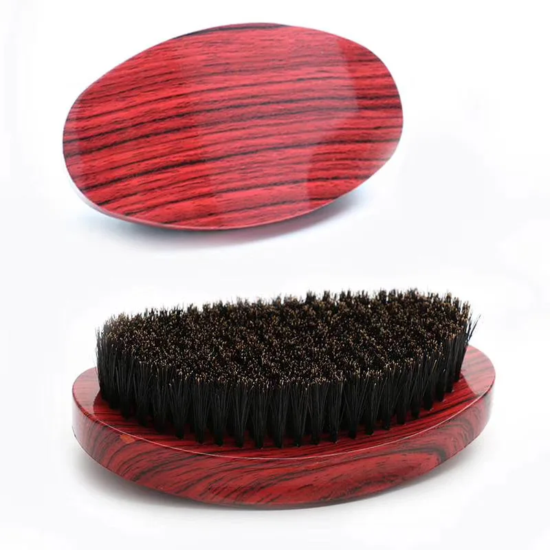 DREWTI Mahogany grain Short Handle Hair Brush African Men Waves Comb Boar Bristles Afro Hairdressing 360 Wave Brush Hard Medium