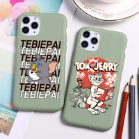 cartoon cat mouse tom and jerry phone case for iphone 13 12 11 pro max mini xs 8 7 6 6s plus x se 2020 xr candy green soft cover