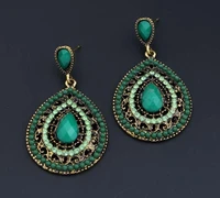 oe long luxury dangle vintage red big crystal drop earrings bohemian blue women wedding earrings jewelry
