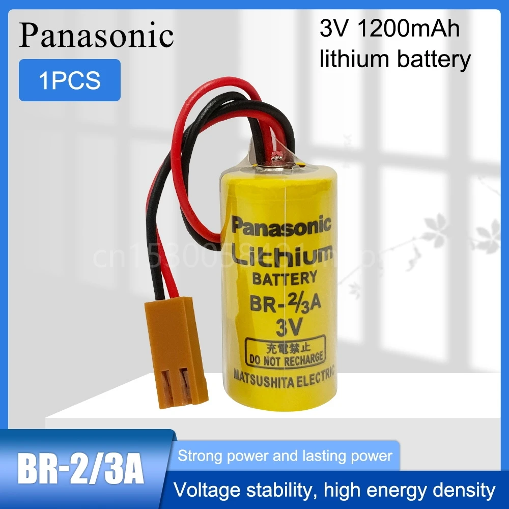 

1PCS Original Panasonic BR-2/3A 17335 3V 1200mAh Lithium Li-ion Batteries with Brown Plug for Alarm System