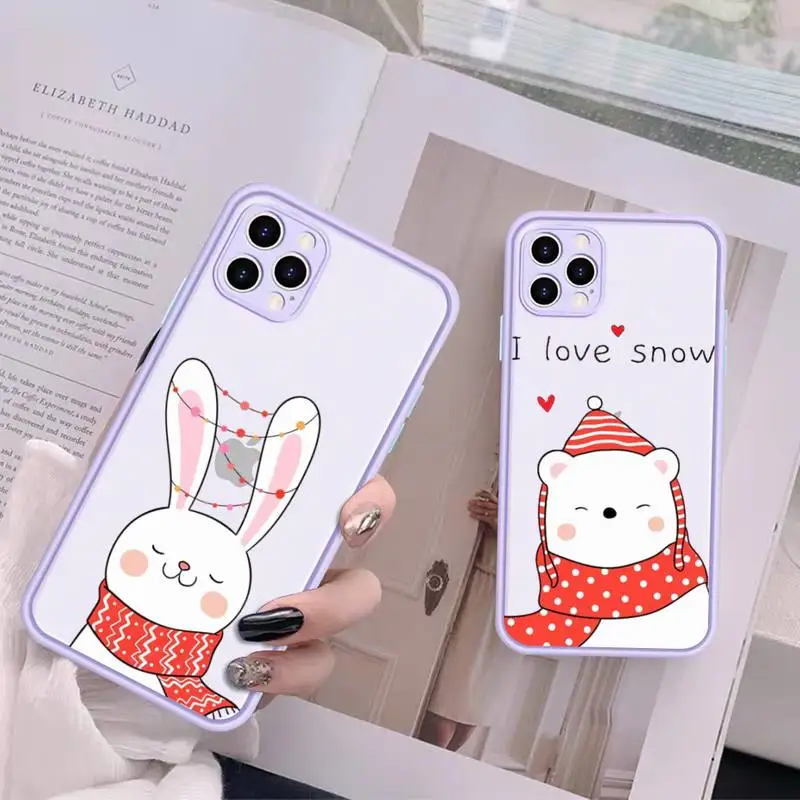 

Animal Christmas Scarf Phone Case for iPhone X XR XS 7 8 Plus 11 12 13 pro MAX 13mini Translucent Matte Case