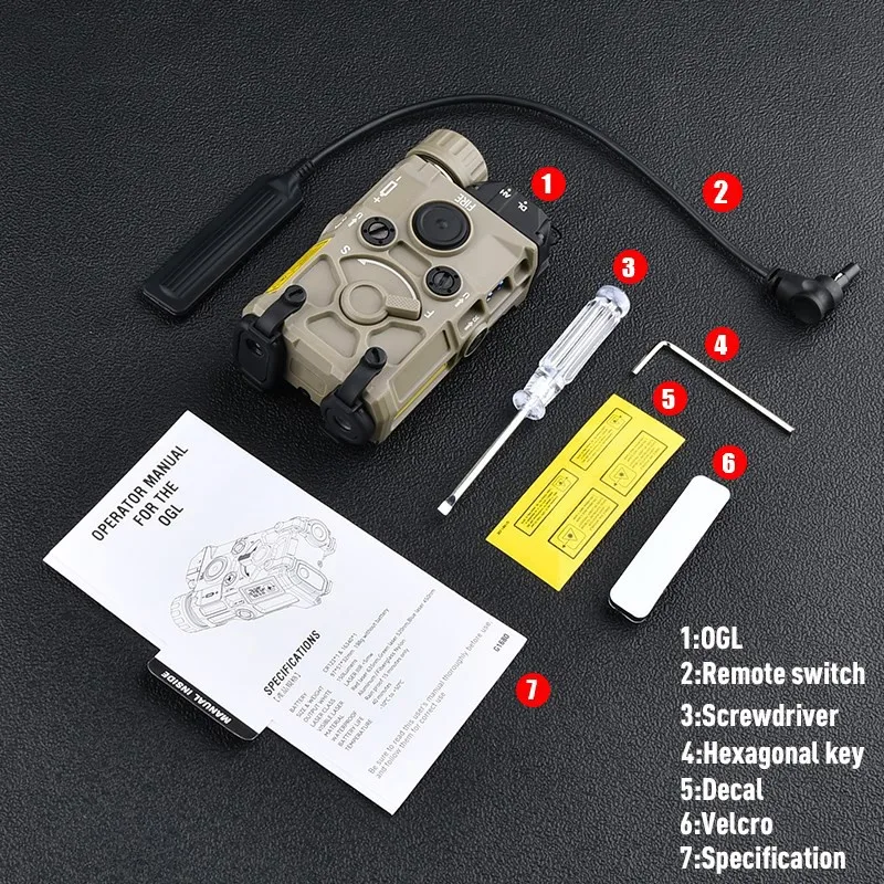 Тактическая нейлоновая лазерная указка WADSN Eotec OGL красная точка синяя зеленая