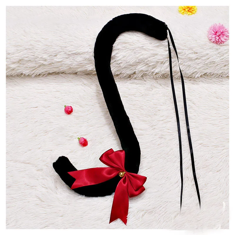 

70cm / 50cm Animal Fox Cat Tail Bowknot Bell Maid Party Dress Up Props Anime Cosplay Costume Christmas Halloween