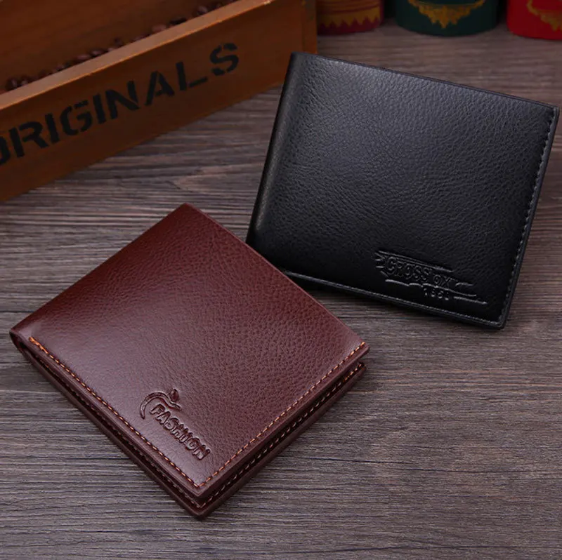 New Business Men's Short Purse Burnt PU Leather Wallet