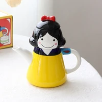 japanese style cute cartoon girl ceramic one person pot set cute creative snow white shape pot hand painted teapot cup set