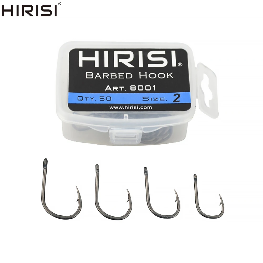 Hirisi 50pcs Barbed  Coated Carp Fishing Hooks with Eye Design in Japan Made by High Carbon Steel 8001