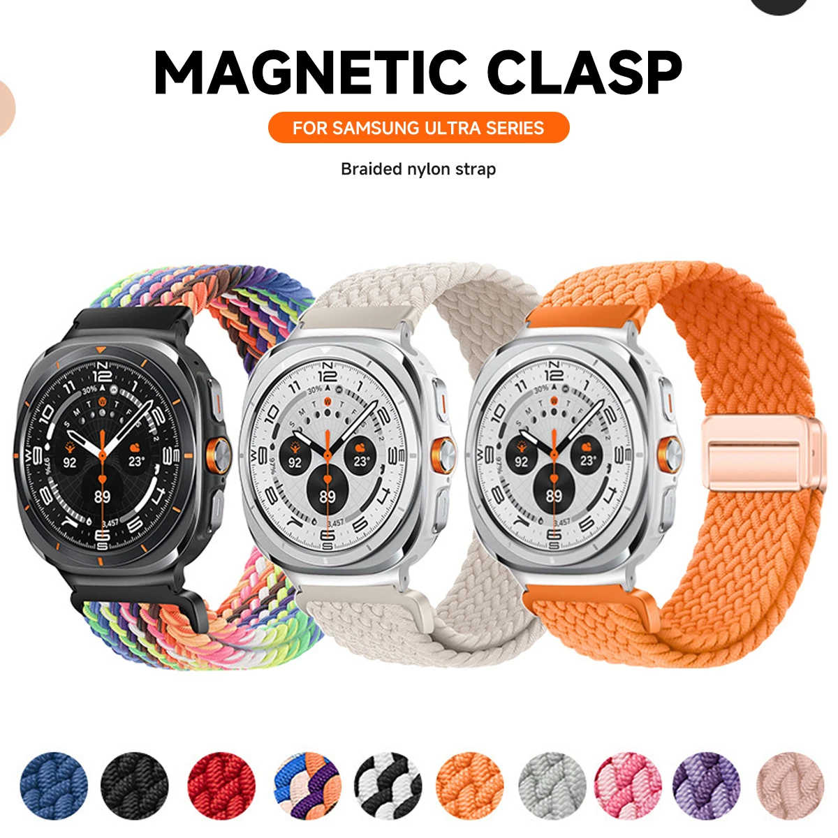Фото Магнитный нейлоновый ремешок для Samsung Galaxy Watch Ultra 2 2026 47 мм, плетеный браслет для Galaxy Watch Ultra 2025. №2