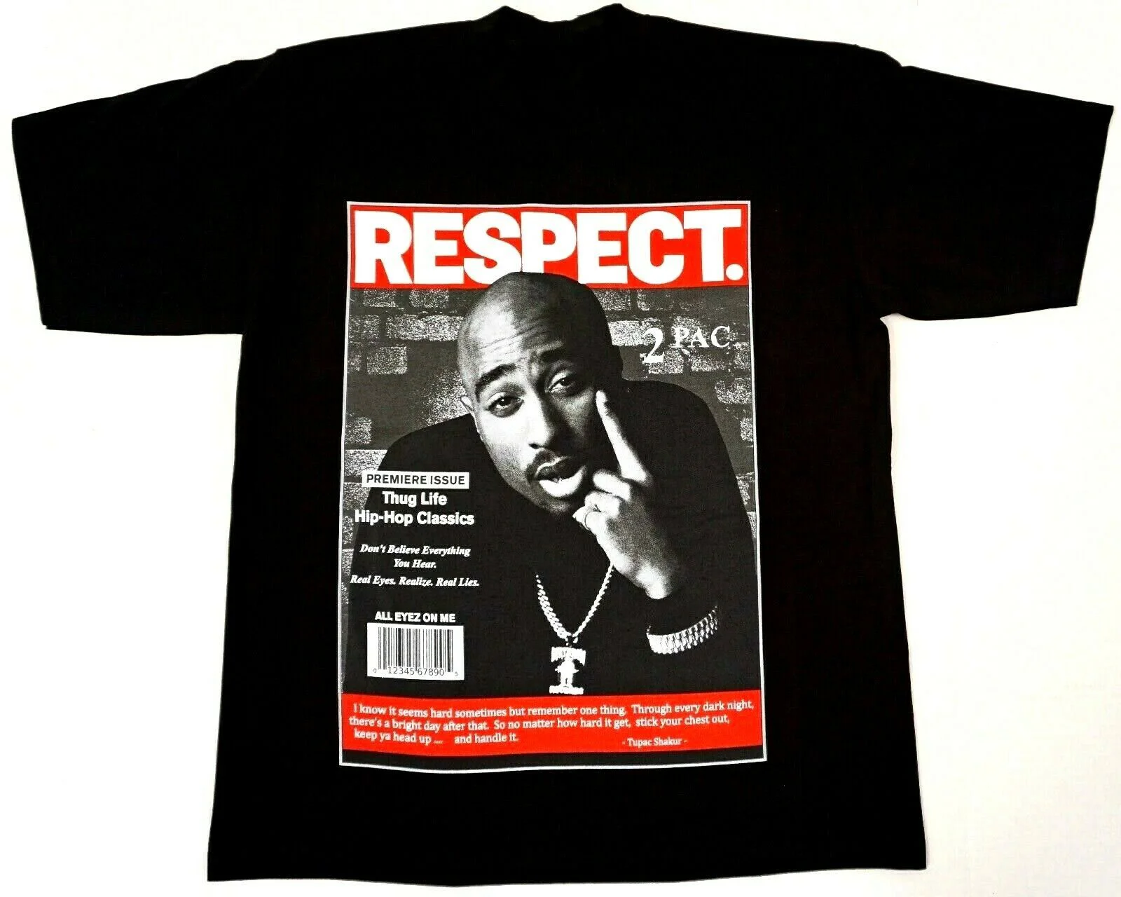 Футболка TUPAC SHAKUR 2Pac городская в стиле хип-хоп Черная Новинка S 4XL HE175 с длинным или