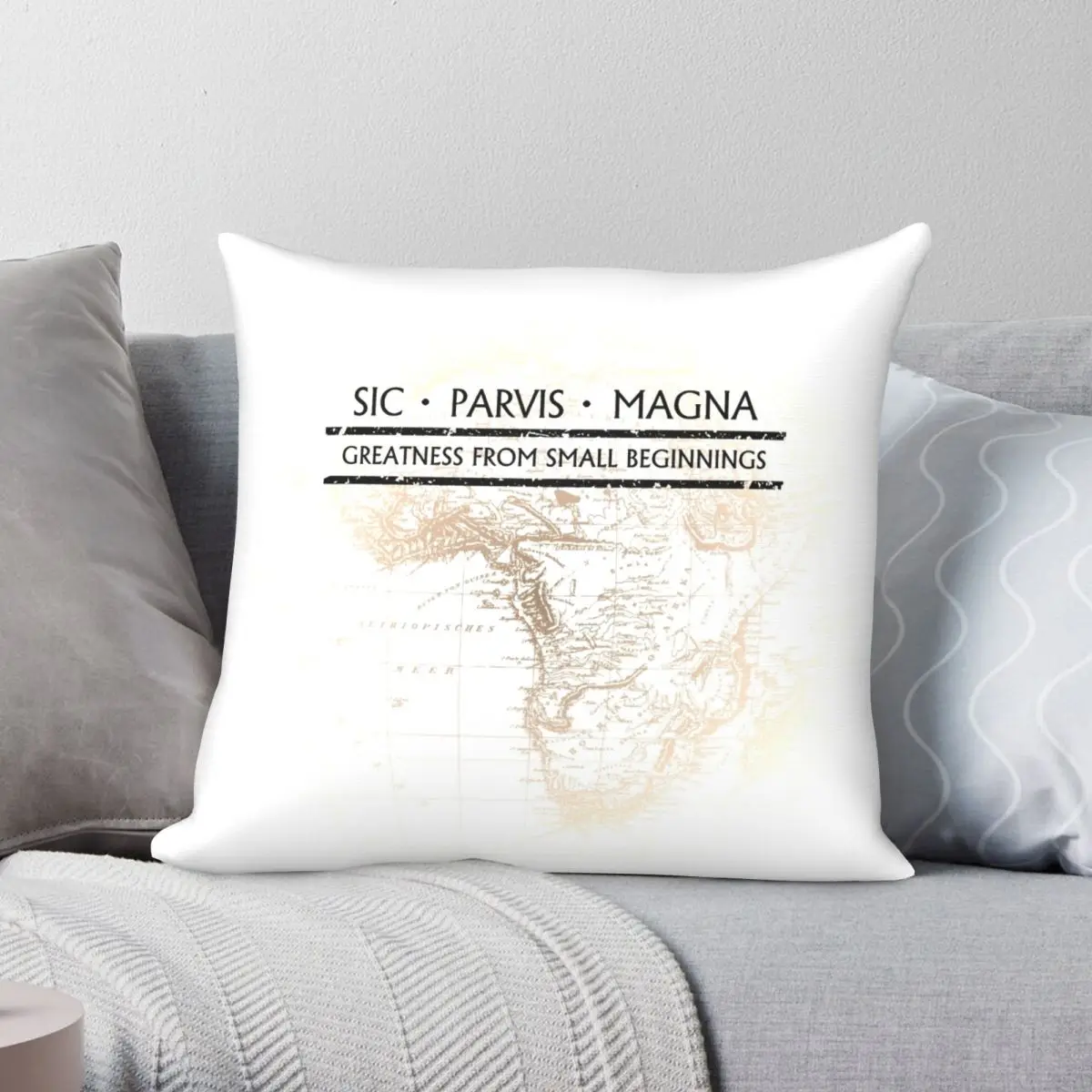 

Uncharted SIC PARVIS MAGNA Square Pillowcase Polyester Linen Velvet Creative Zip Decor Home Cushion Case Wholesale