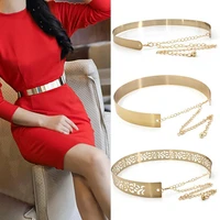 2022 hot sale adjustable long all matched waist chain metal plate chain wide women belt clothes ornament